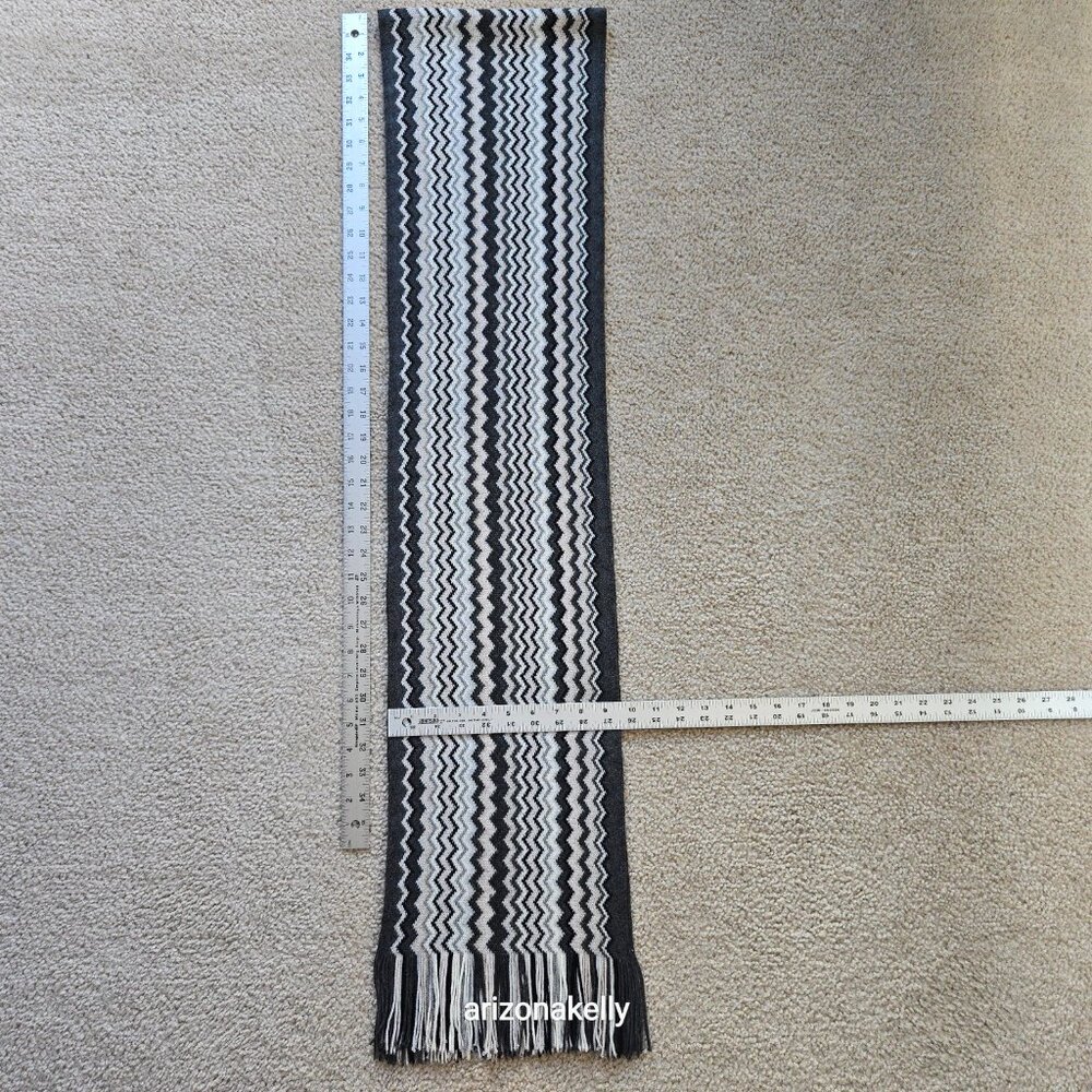 Missoni Zigzag Scarf Grey, Black, White, and Cream - Picture 2 of 14
